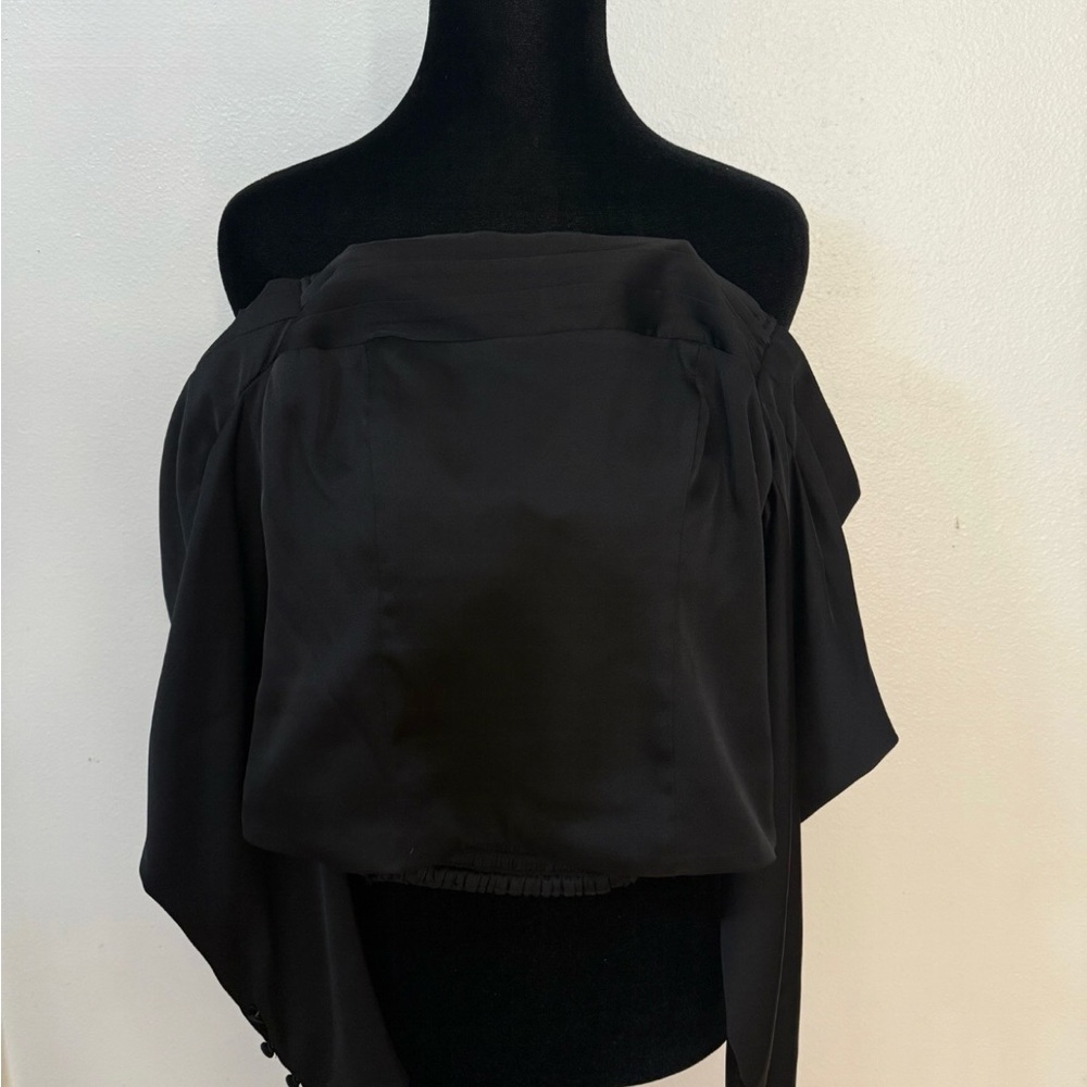 Express Black Asymmetrical Sailor Collar Blouse